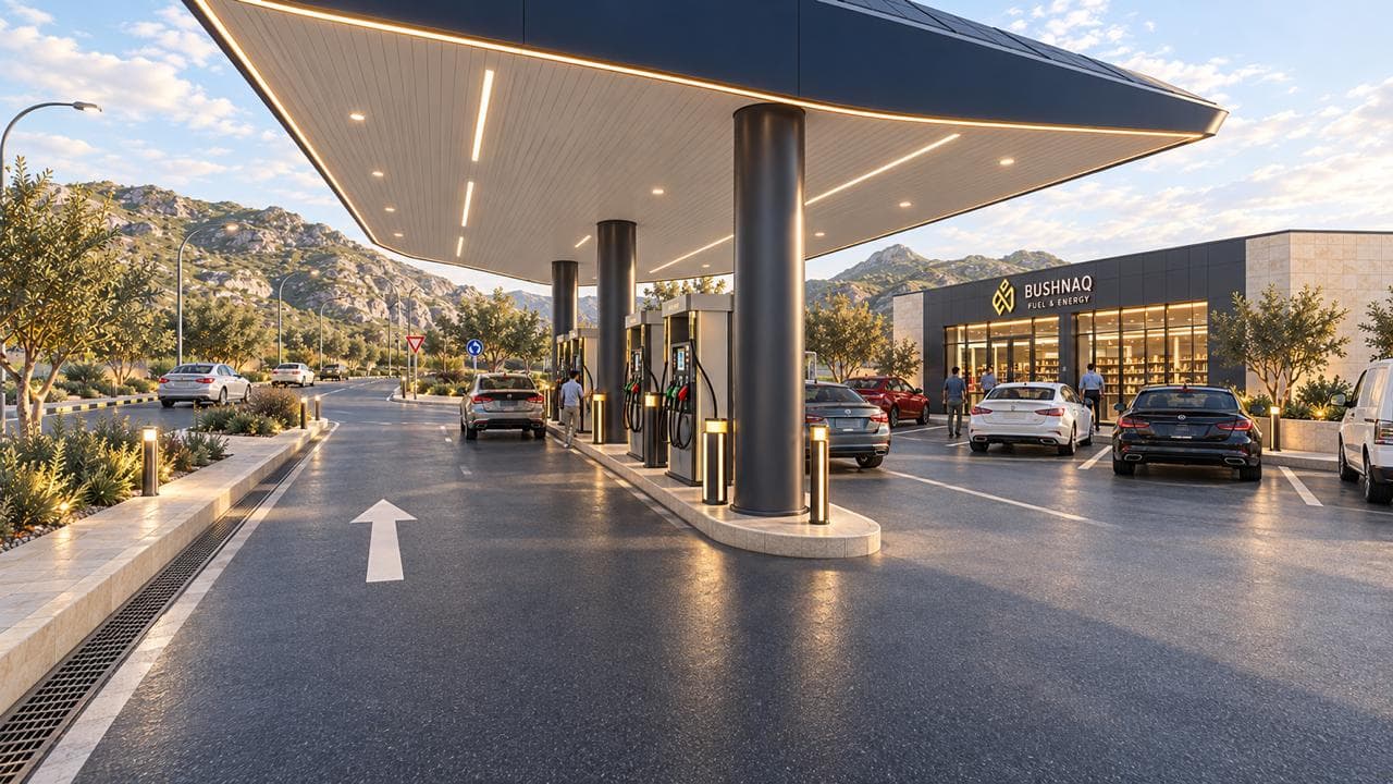 Fuel dispensers under the illuminated canopy