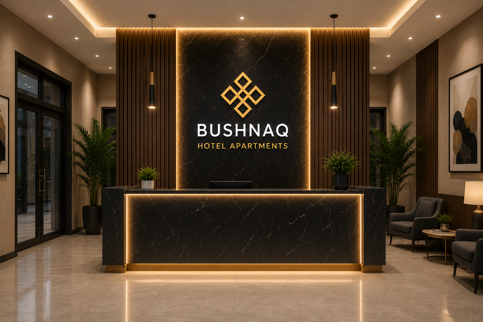 Hotel apartment living spaces